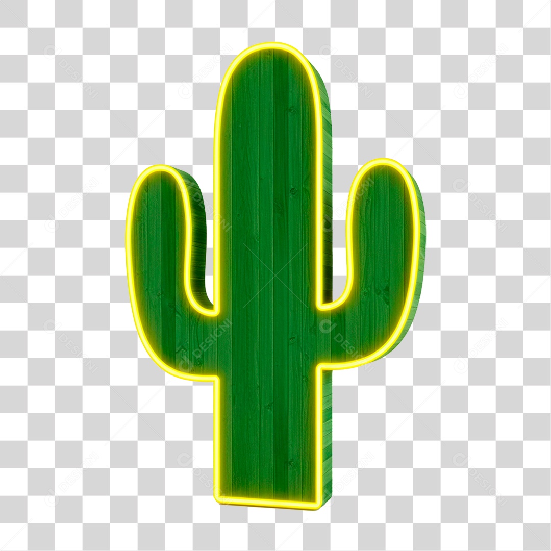 Cacto com Neon PNG Transparente