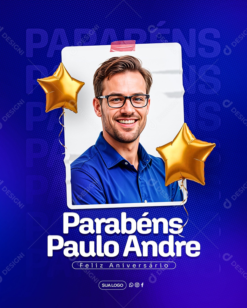 Feliz Aniversário Parabéns Paulo André Social Media PSD Editável