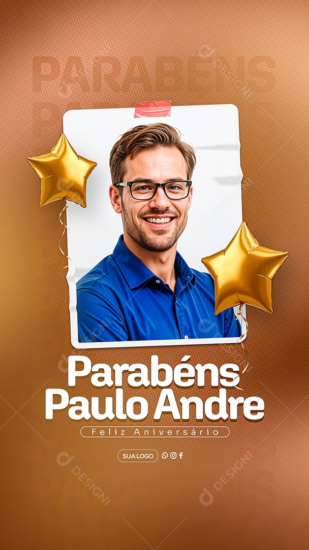 Story Feliz Aniversário Parabéns Paulo André Social Media PSD Editável