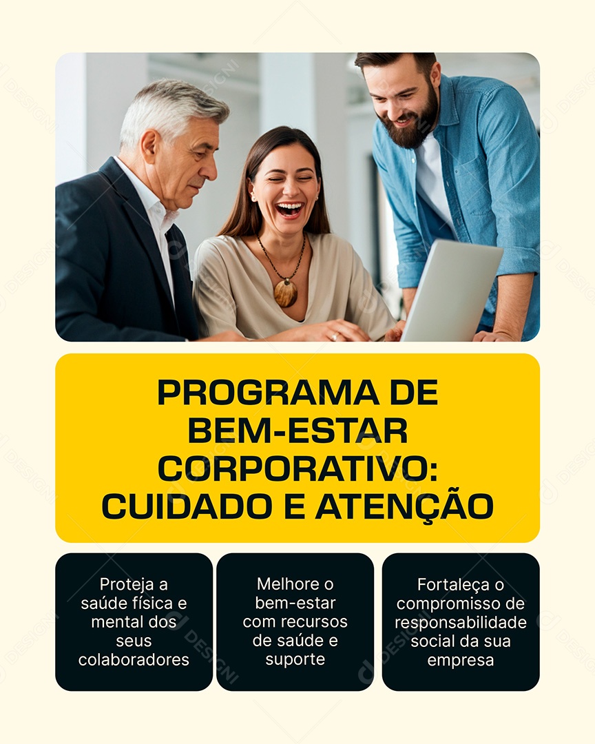 Gestão de Negócios Programa de Bem Estar Corporativo e Bem Estar Social Media PSD Editável