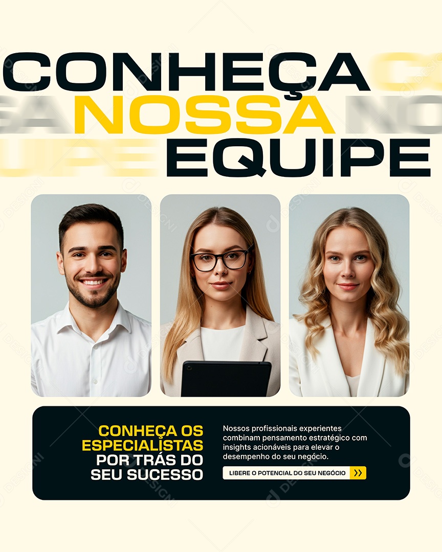 Gestão de Negócios Conheça Nossa Equipe Social Media PSD Editável
