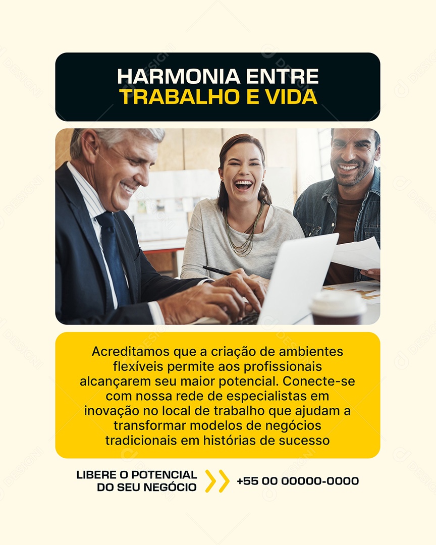 Gestão de Negócios Harmonia Entre Trabalho e Vida Social Media PSD Editável