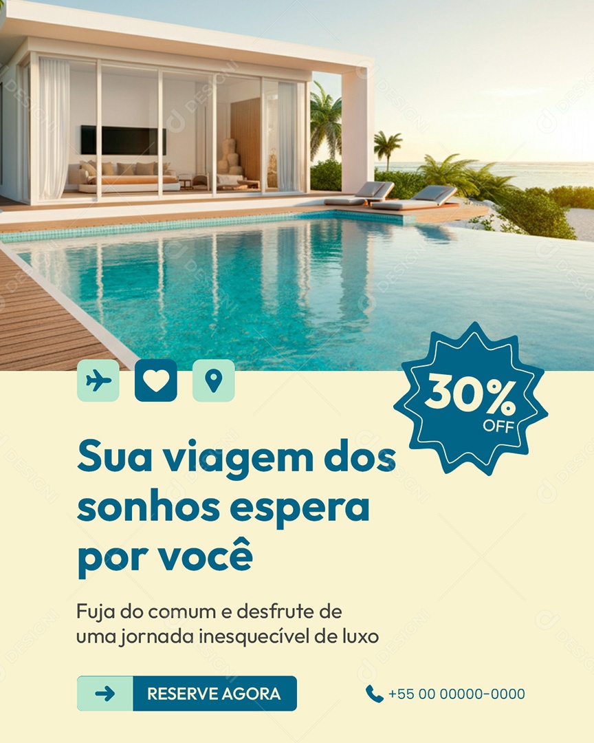 Agência de Viagens Sua Viagem DosSonhos Espera Por Você  Social Media PSD Editável