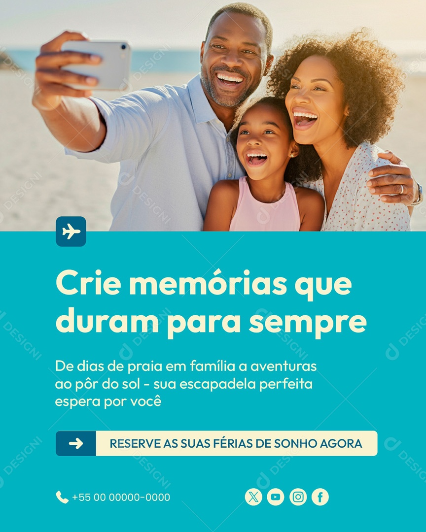 Agência de Viagens Crie Memórias Que Duram Para Sempre Social Media PSD Editável