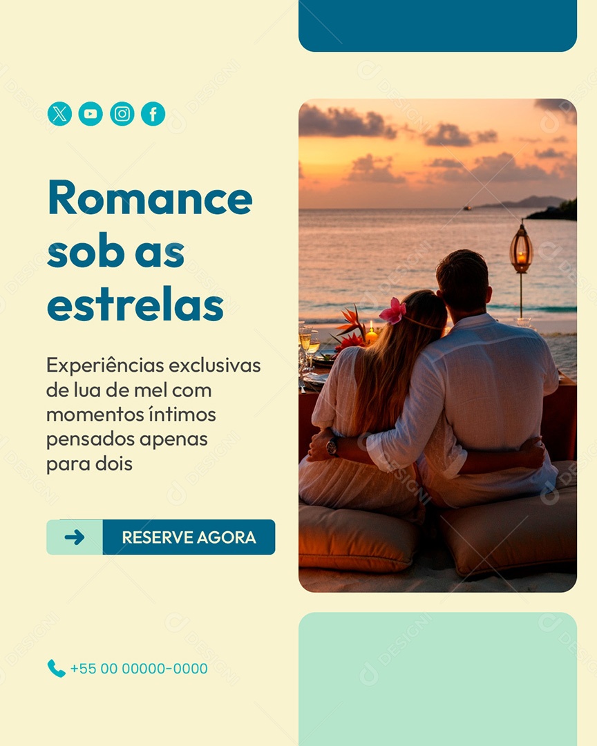 Agência de Viagens Romance Sob As Estrelas Social Media PSD Editável