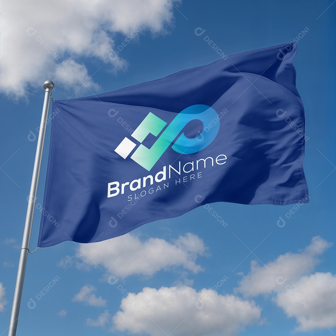 Mockup de Bandeira PSD Editável