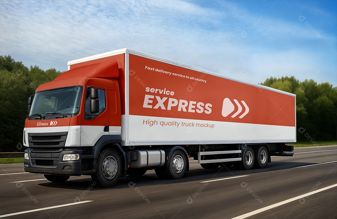 Mockup Caminhão Baú PSD Editável