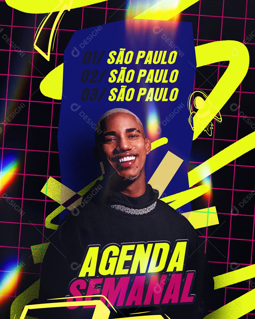 Feed Flyer Agenda Semanal Social Media PSD Editável