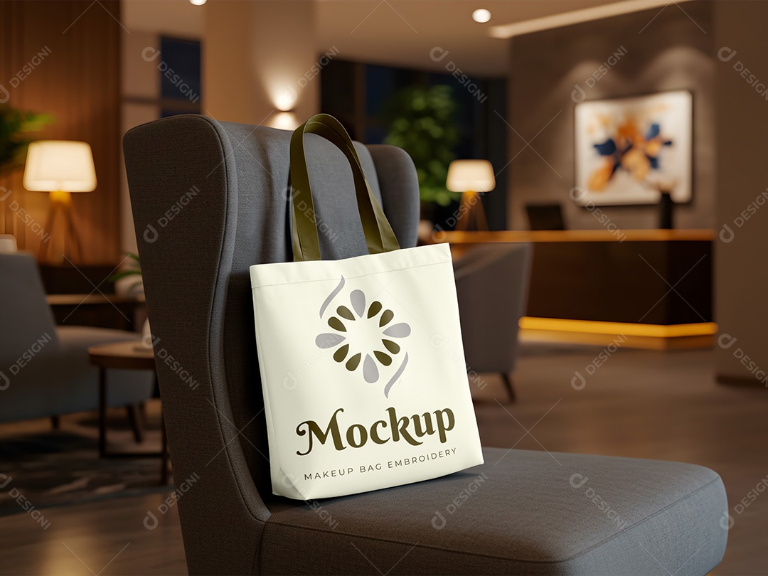 Bolsa no Hall de um Hotel Mockup PSD Editável