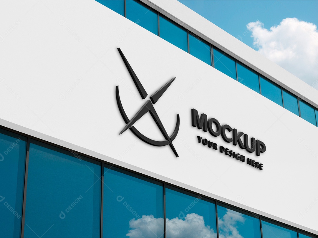 Logo na Fachada do Prédio Mockup PSD Editável