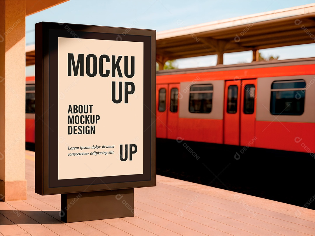 Placa Publicitária na Estação do Metrô Mockup PSD Editável