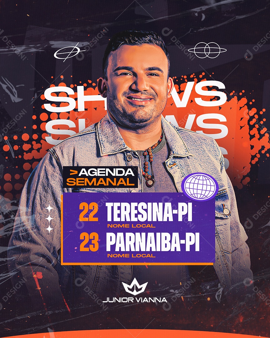 Agenda Semanal Próximos Shows Social Media PSD Editável