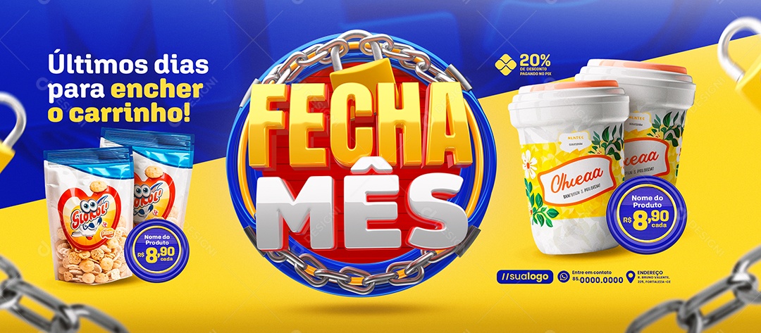 Banner Fecha Mês Supermercado Últimos Dias para Encher o Carrinho Social Media PSD Editável