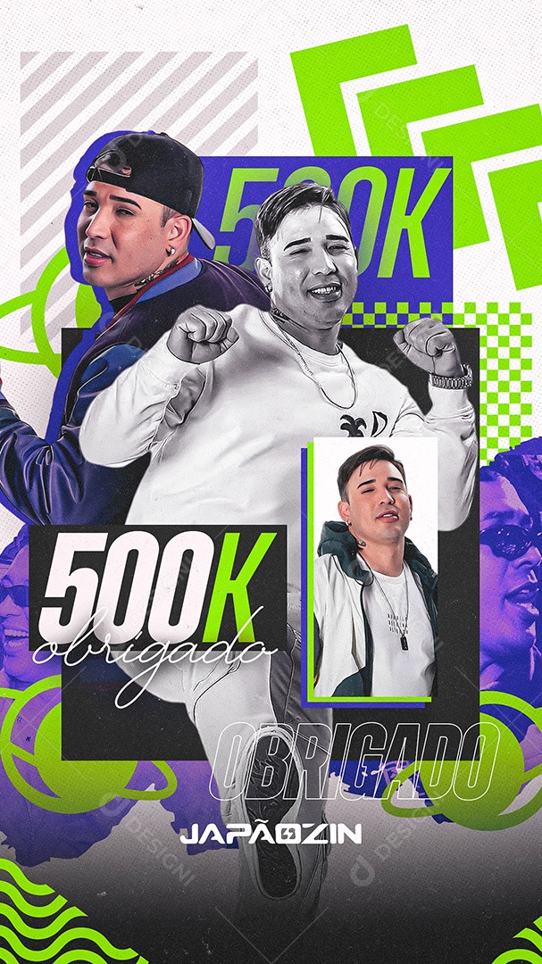 Story Seguidores Obrigado 500k Social Media PSD Editável