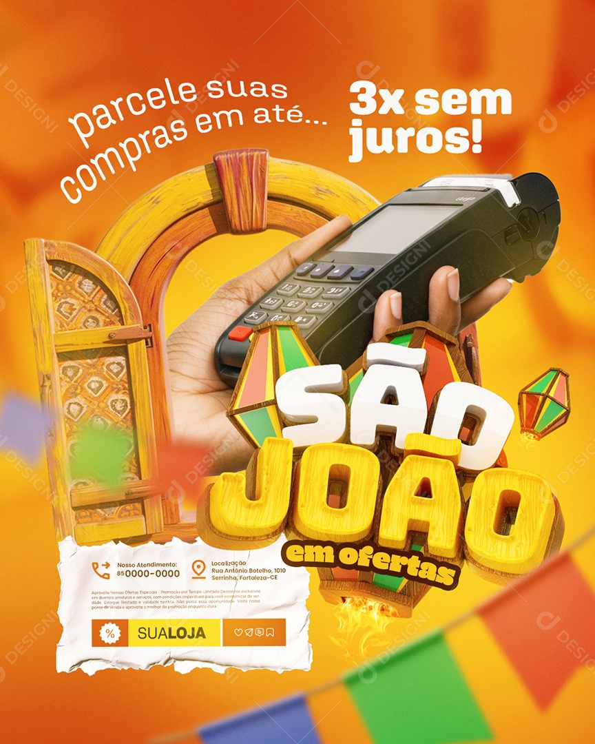 São João em Ofertas Supermercado Parcele suas Compras Social Media PSD Editável