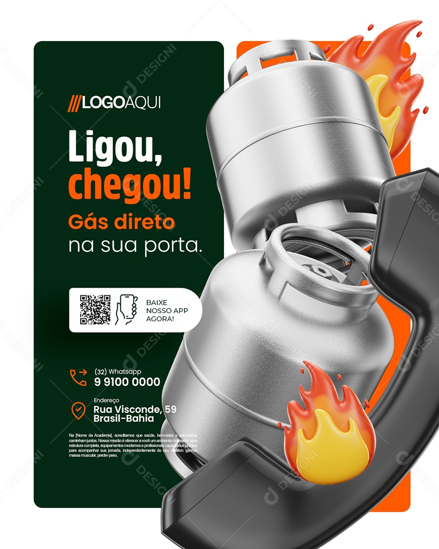 Ligou Chegou Gás Direto na Sua Porta Social Media PSD Editável