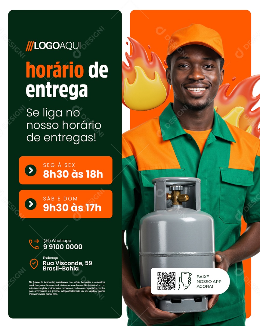 Gás Horário de Entrega Social Media PSD Editável