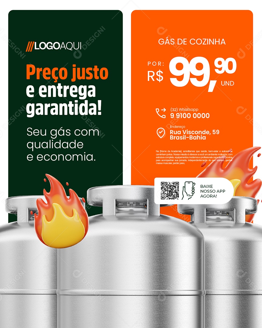 Gás Preço Justo e Entrega Garantida Social Media PSD Editável