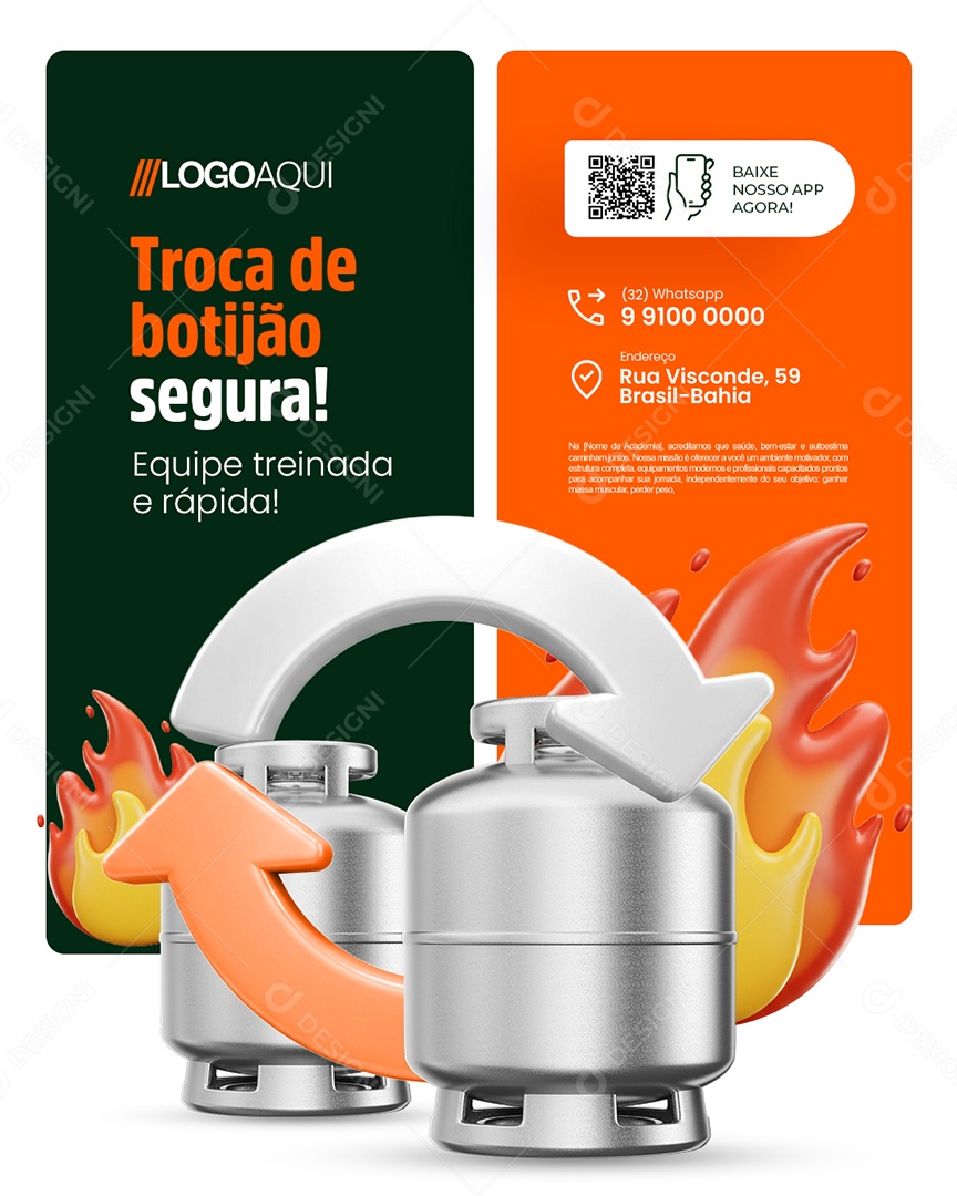 Gás Troca de Botijão Segura Social Media PSD Editável