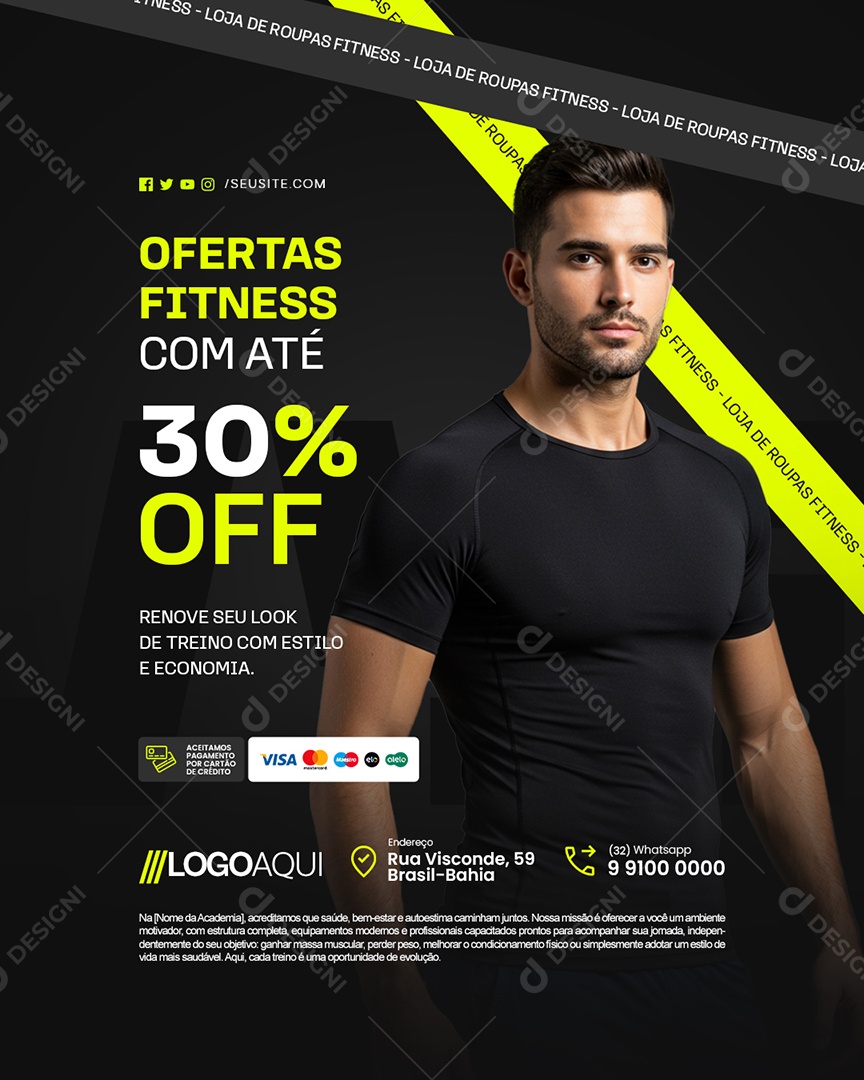 Loja de Roupas Fitness Ofertas Renove seu Look Social Media PSD Editável