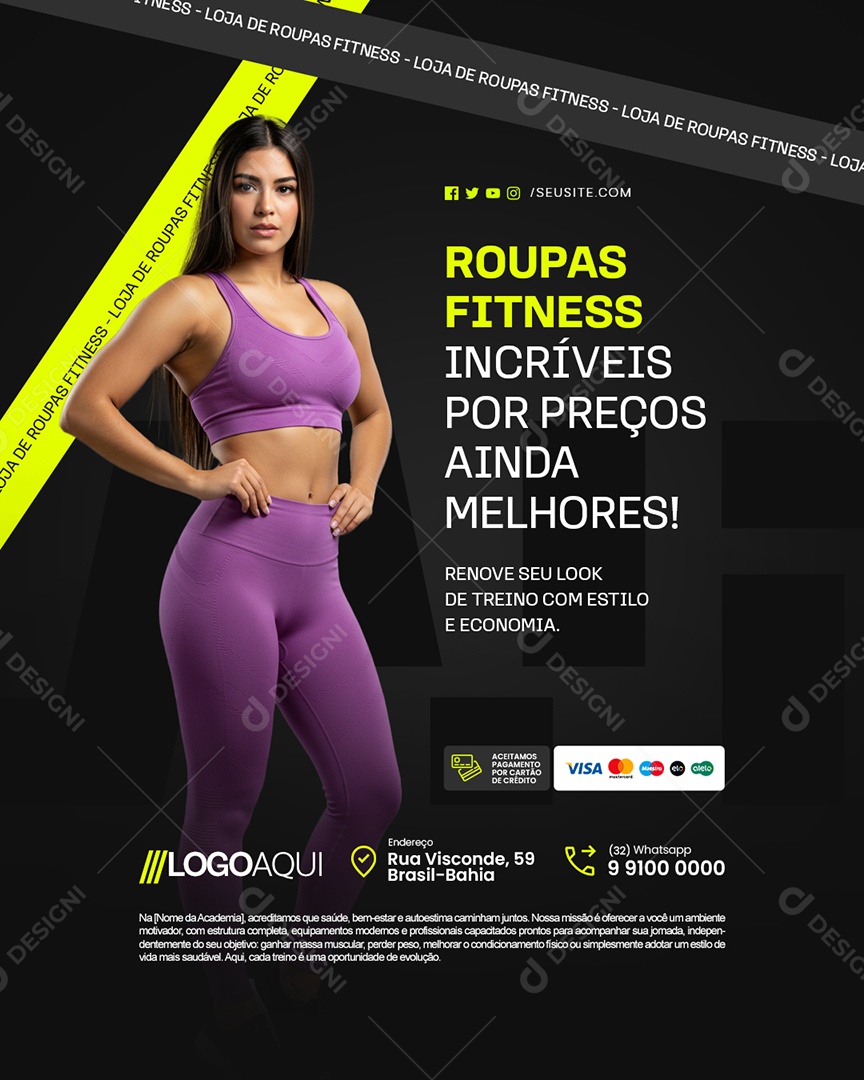 Loja de Roupas Fitness Incríveis por Preços Ainda Melhores Social Media PSD Editável