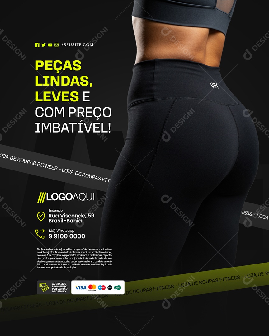 Loja de Roupas Fitness Peças Lindas Leves e Com Preço Imbatível Social Media PSD Editável