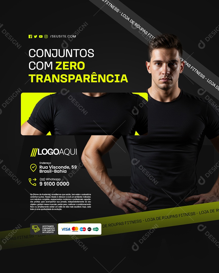 Loja de Roupas Fitness Conjuntos com Zero Transparência Social Media PSD Editável