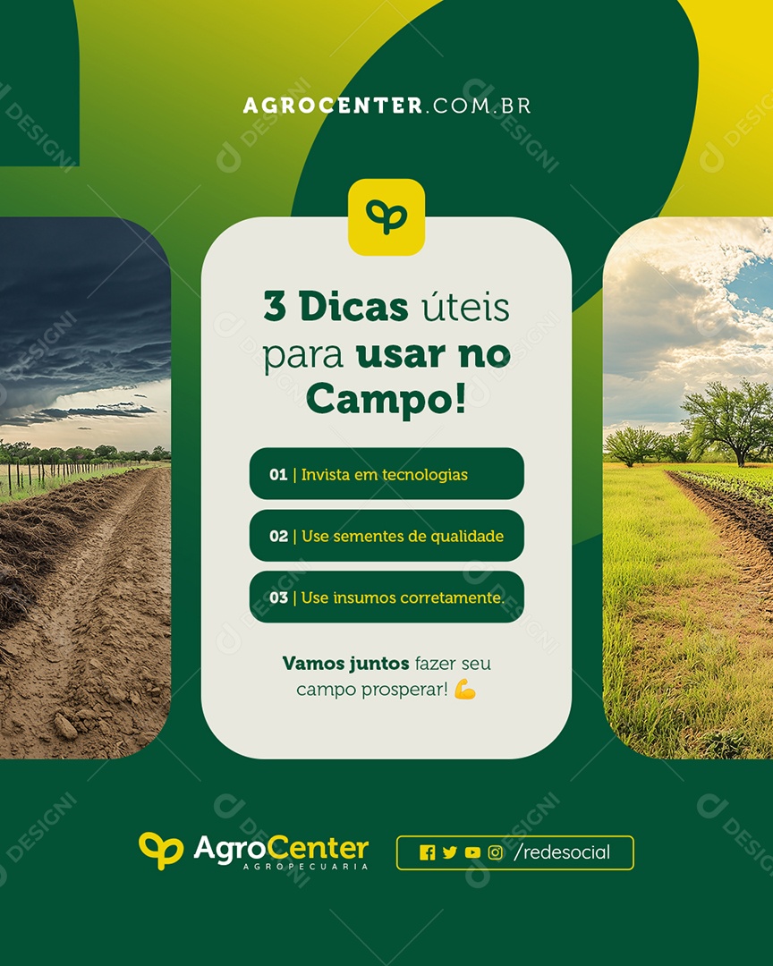 Agropecuária Três Dicas Úteis para Usar no Campo Social Media PSD Editável