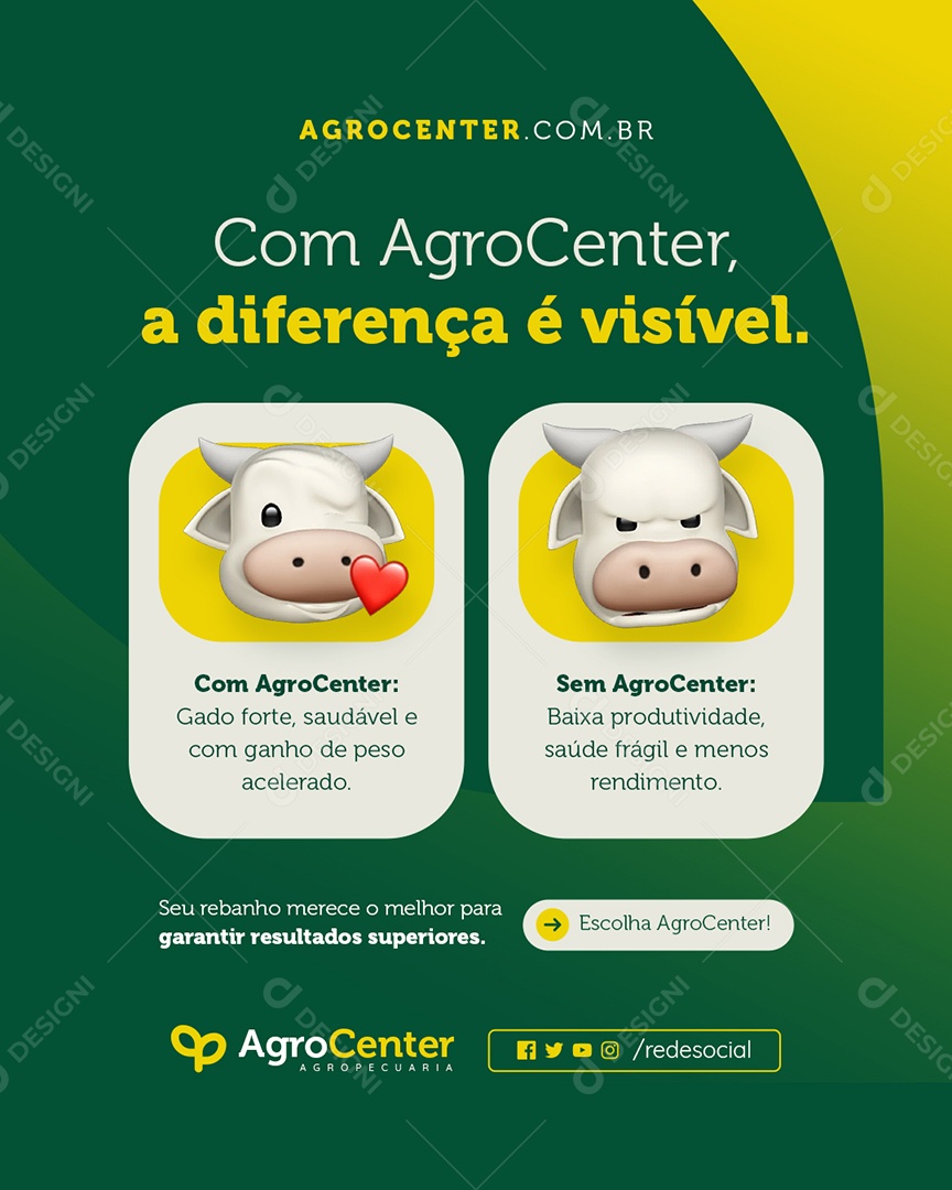 Agropecuária com Agro Center a Diferença é Visível Social Media PSD Editável