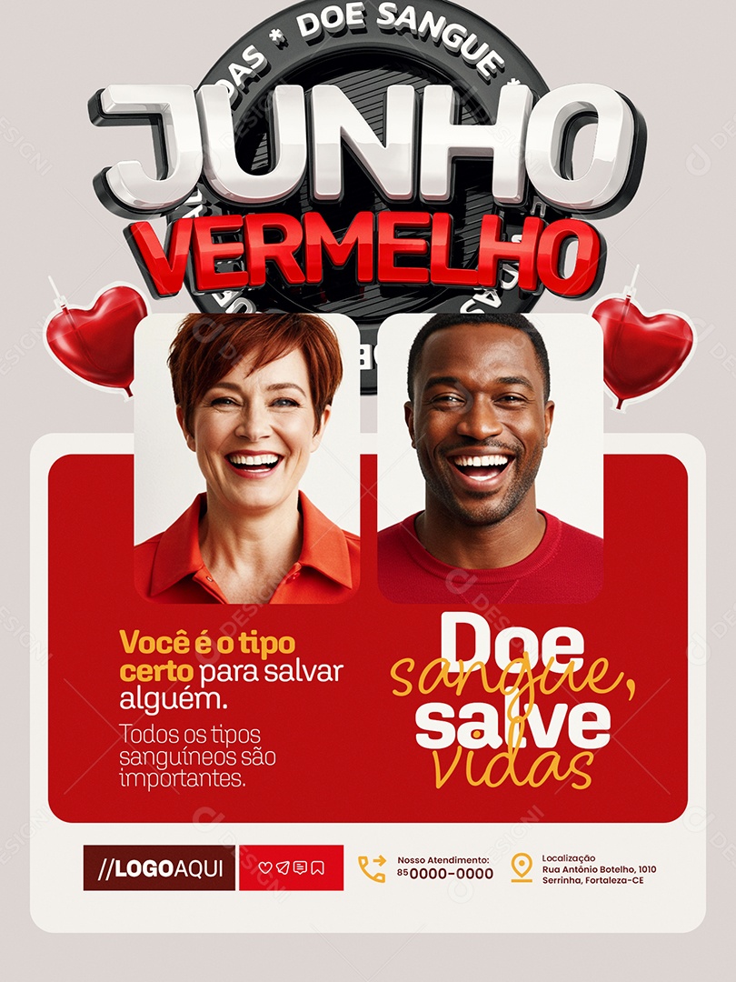 Junho Vermelho Encarte Você é o Tipo Certo para Salvar Alguém Social Media PSD Editável
