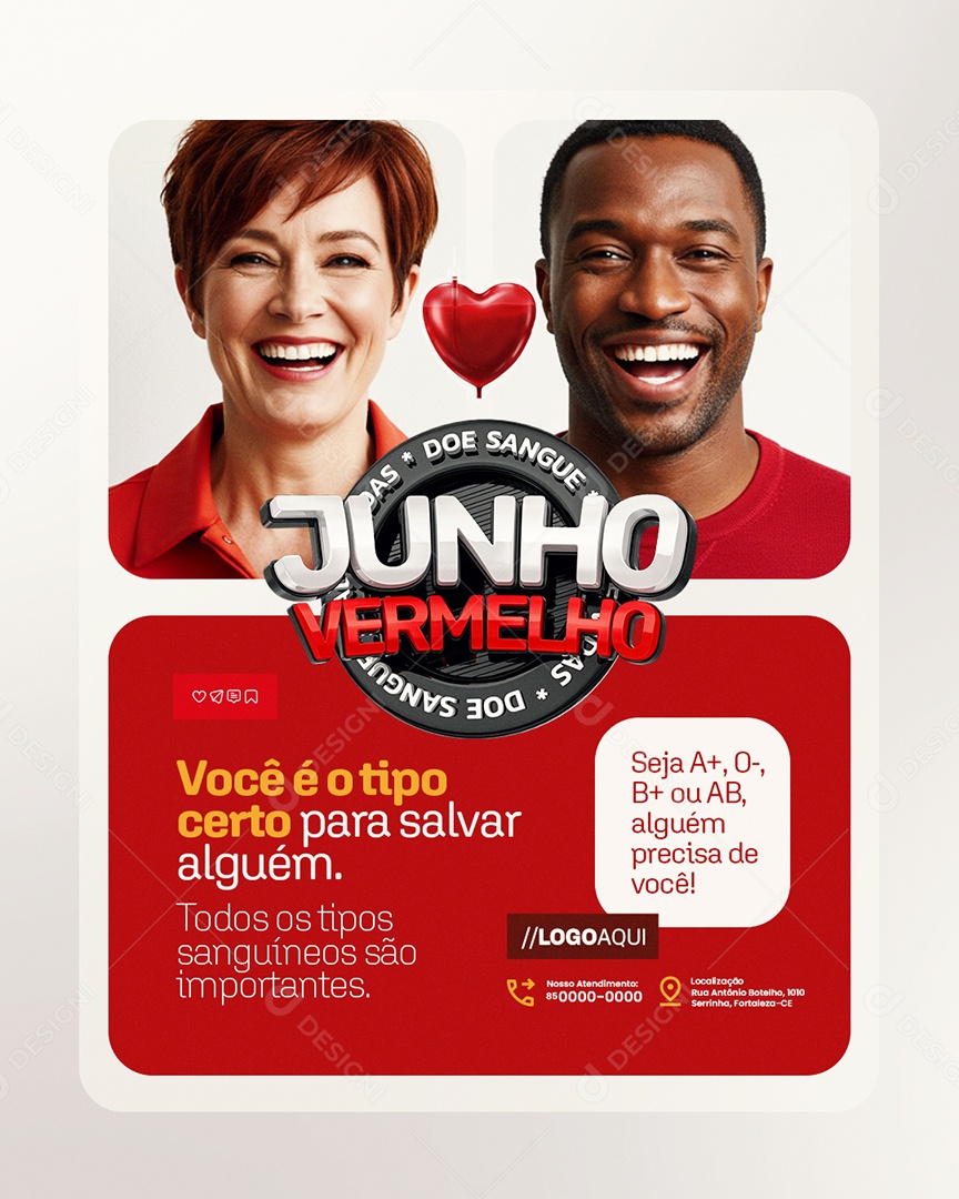 Junho Vermelho Você é o Tipo Certo para Salvar Alguém Social Media PSD Editável