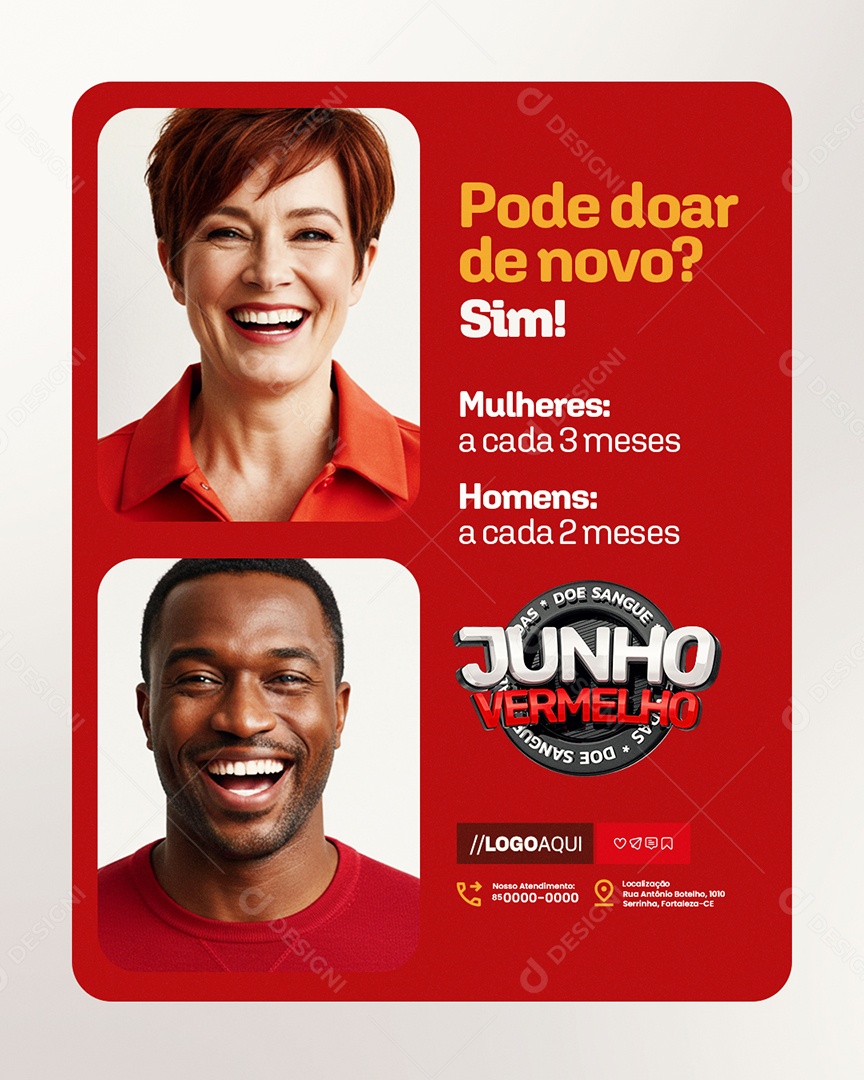 Junho Vermelho Pode Doar de Novo Social Media PSD Editável