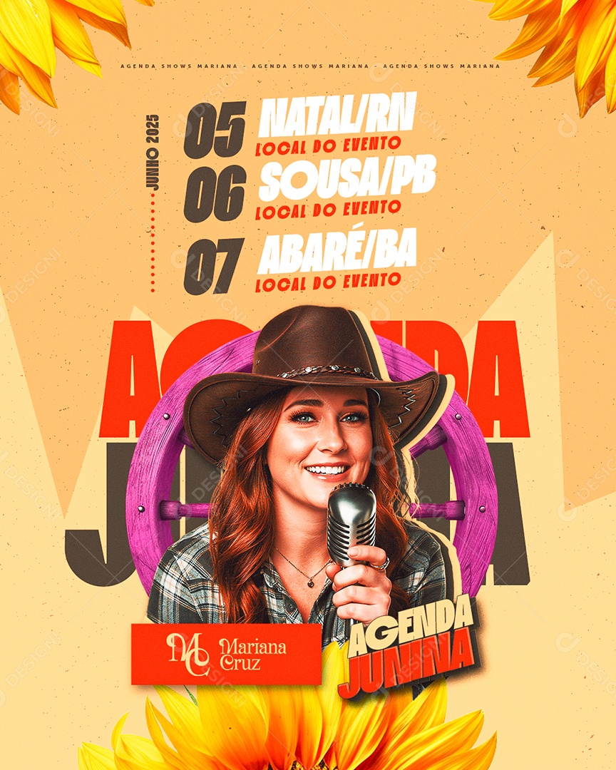 Flyer Agenda Junina Social Media PSD Editável