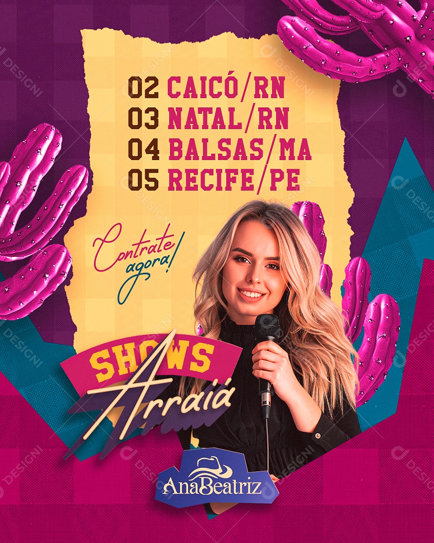 Flyer Shows Arraiá Social Media PSD Editável