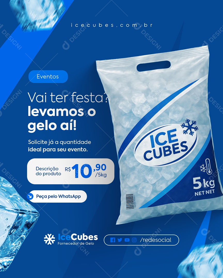 Gelo Eventos Vai Ter Festa Levamos o Gelo Aí Social Media PSD Editável