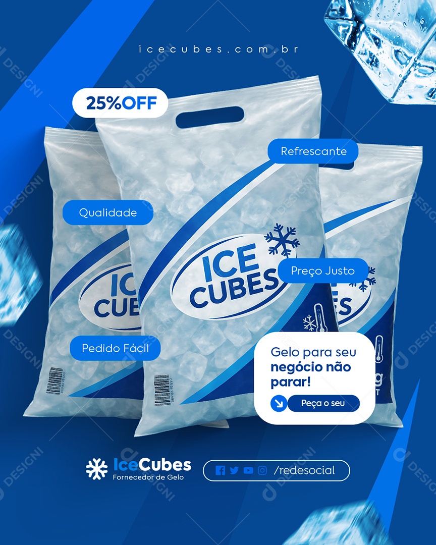 Gelo para Seu Negócio Social Media PSD Editável