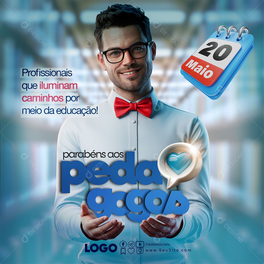 Dia do Pedagogo 20 de Maio Social Media PSD Editável