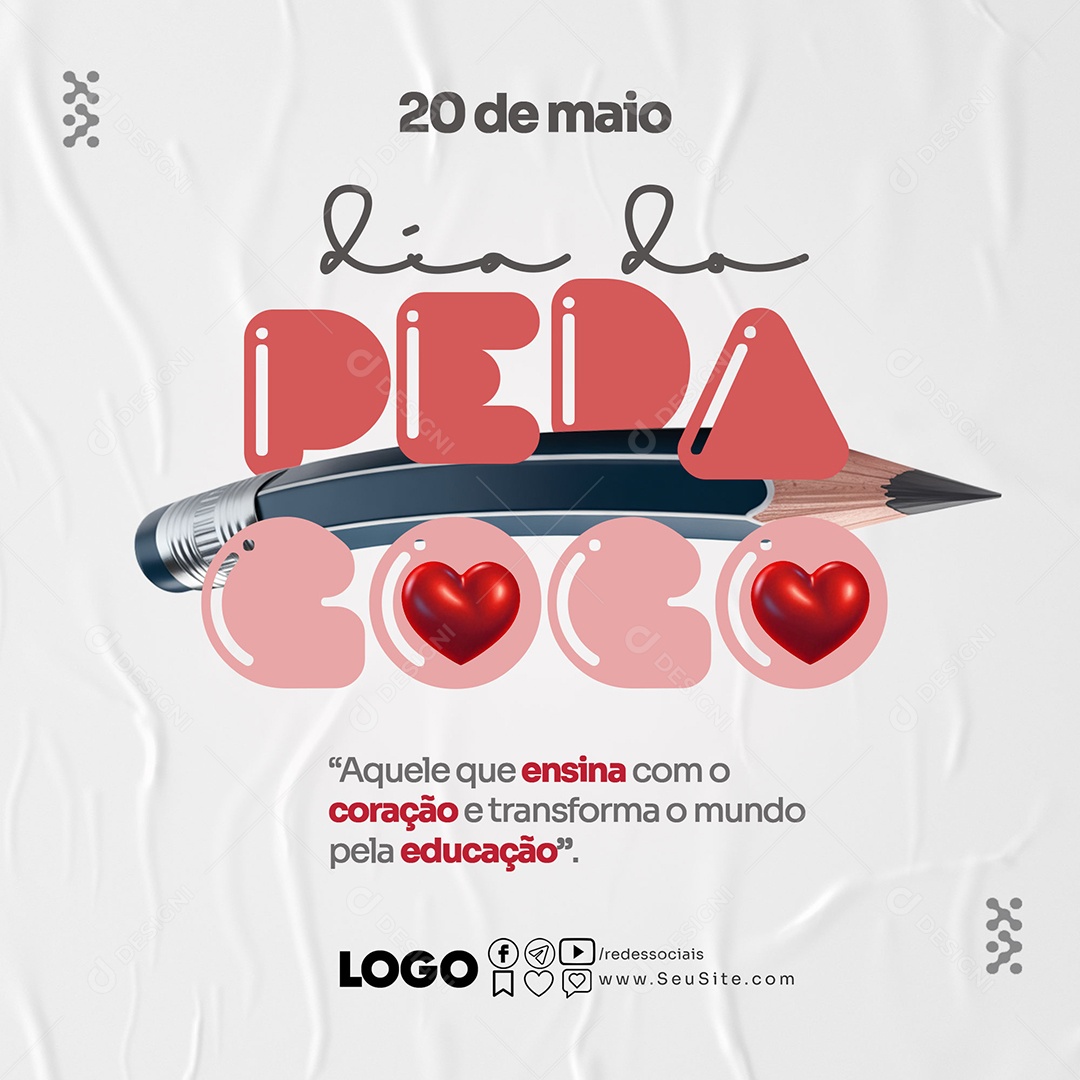 Dia do Pedagogo 20 de Maio Social Media PSD Editável