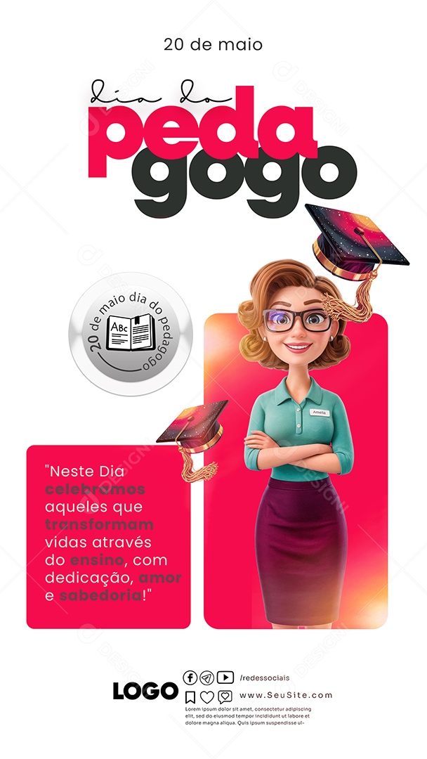 Story Dia do Pedagogo 20 de Maio Social Media PSD Editável
