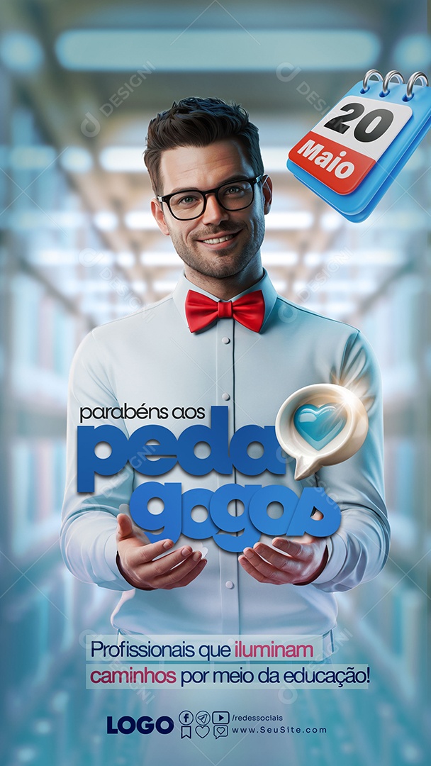 Story Dia do Pedagogo 20 de Maio Social Media PSD Editável