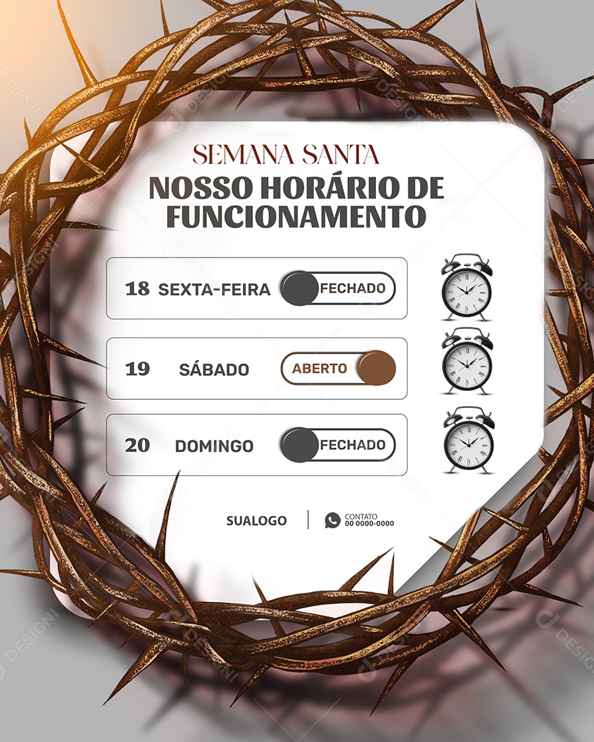 Horário de Funcionamento Semana Santa Lojas Empresas Social Media PSD Editável