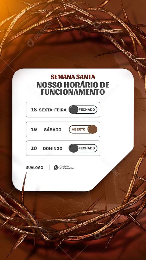 Story Horário de Funcionamento Semana Santa Lojas Empresas Social Media PSD Editável