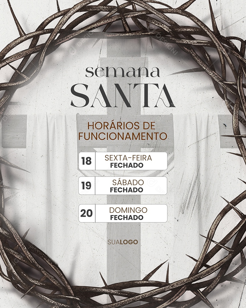 Horário de Funcionamento Semana Santa Lojas Empresas Social Media PSD Editável