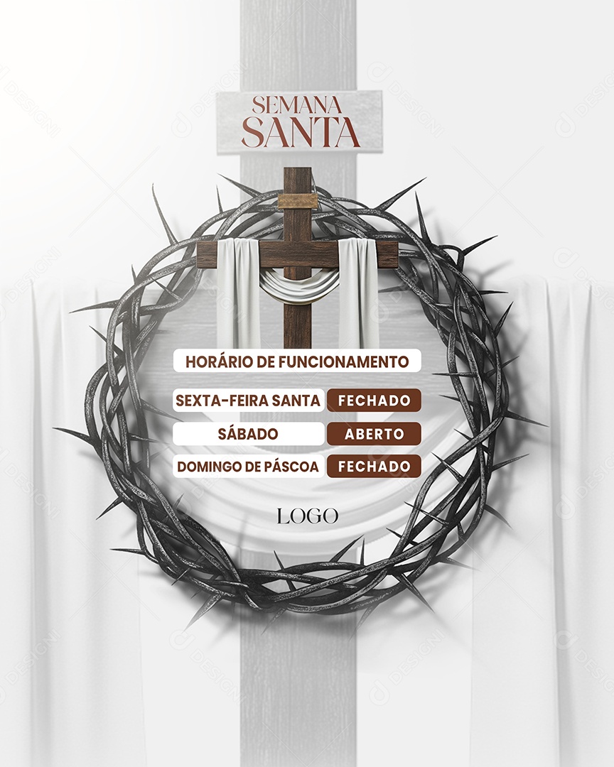 Horário de Funcionamento Semana Santa Lojas Empresas Social Media PSD Editável