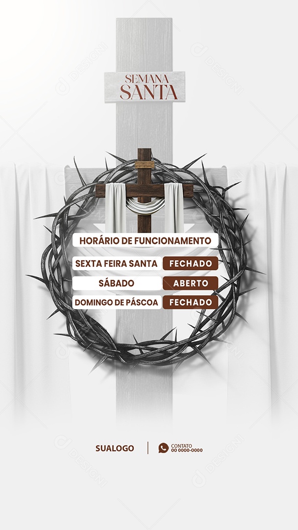 Story Horário de Funcionamento Semana Santa Lojas Empresas Social Media PSD Editável