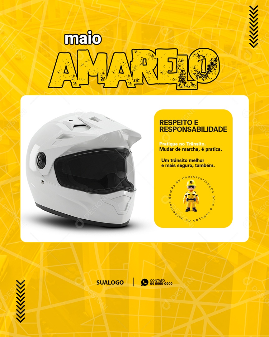 Maio Amarelo Respeito e Responsabilidade Social Media PSD Editável