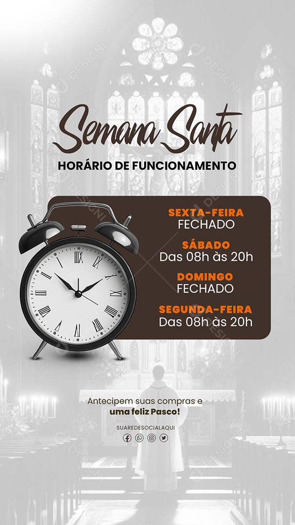 Story Horário de Funcionamento Semana Santa Lojas Empresas Social Media PSD Editável