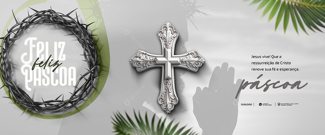 Banner Feliz Páscoa Social Media PSD Editável