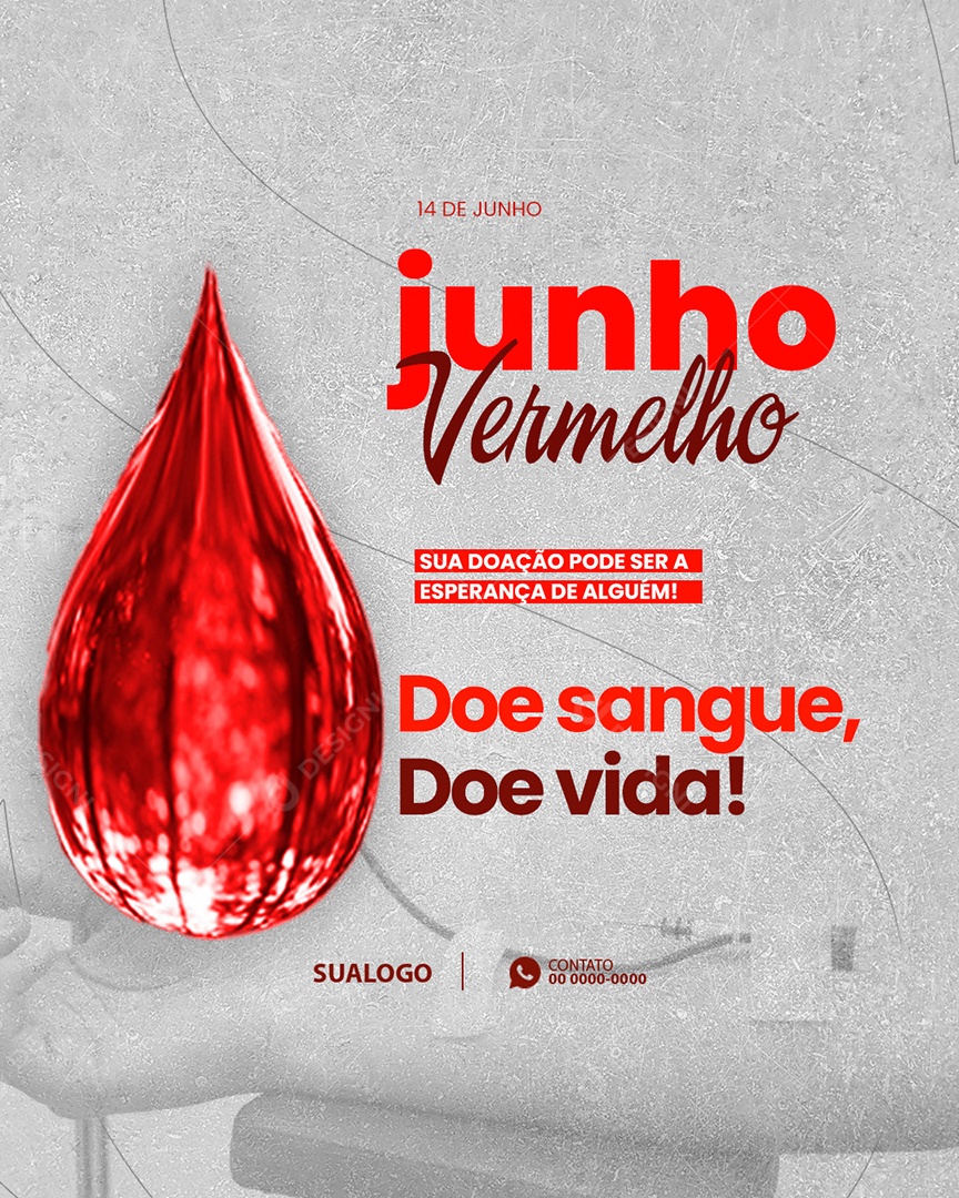 Junho Vermelho Doe Sangue Doe Vida Social Media PSD Editável