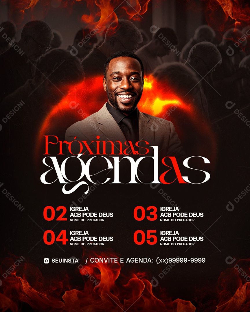 Feed Flyer Próximas Agendas Gospel Social Media PSD Editável